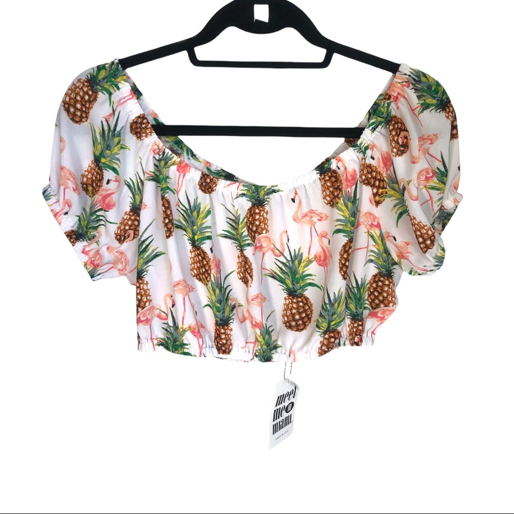 Crop top flamingo shirt